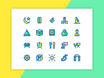 Ramadan Icons animation app branding design filled line filled line icon flat icon icon app icon set identity islam modern mosque ramadan kareem ui ux vector web yellow