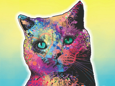 Rainbow Splash Cat Illustration cat art cat illustration design digital painting illustration photoshop