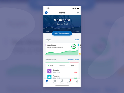 Money Management App app app concept card chart design flat interaction mobile app money money app money management planner transaction ui