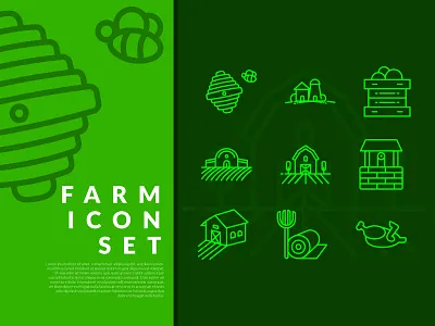 Farm Icon Set branding design flaticon fresh icon green icon icon app icon design icon set illustration line icon ui