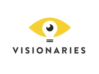 Visionaries logo eye imagine light bulb vision yellow