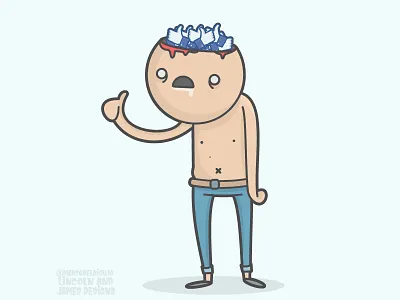 Brainless adobe character doodle facebook flat flatdesign illustration like man people person satire sketch tracing vector vectorart vectors zombie