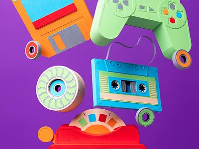 OFFF Festival "Totem" Book bearings cassette controller festival floppy disk illustration inspiration kwik krafts paper paper craft retro skateboard video games view master wheel