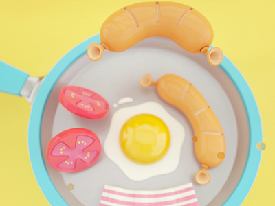 Breakfast 3d breakfast c4d food octane