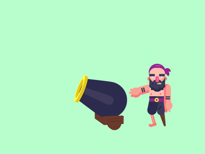 Angry Pirate after effects animation animation after effects cannon illustration loop loop animation pirate shoot