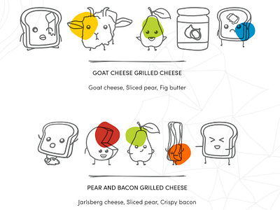 Grill Cheese Recipe Illustrations bacon cheese clean food fort worth illustration illustrations line art recipe texas vector
