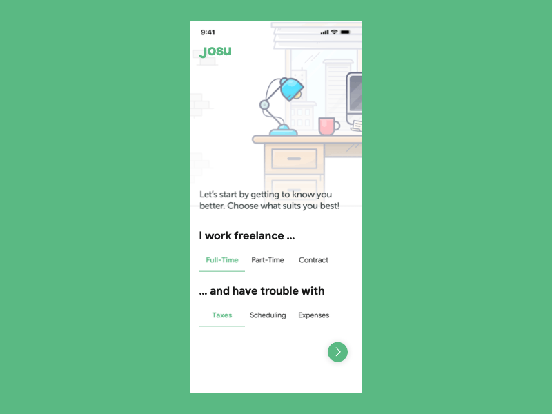 Josu - Onboarding animation interaction design ios josu mobile ui user experience user interface ux