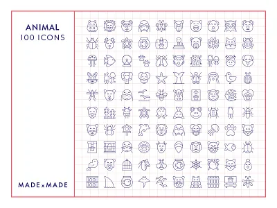 Made By Made | Line Icons – Animals animals aquarium aquatic cat dog farm fish icons illustrations infographics line icons pets symbols ui ux vector wildlife zoo