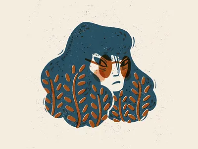 Grumpy Gal Grandma Glasses character illustration cool digital illustration digital illustrator editorial illustration illustration linocut procreate procreate app texture vintage woodblock