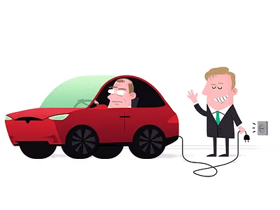 Tesla unplugged illustration newspaper tesla