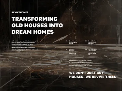ReviveHomes home renovation landing page real estate ui ux web app web page design web site design