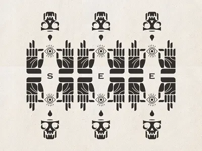 Hand eye skull black dark drop eye figure ground fingers geometry hand illustration minimalistic motif pattern print see shapes simple skull statement tears typography