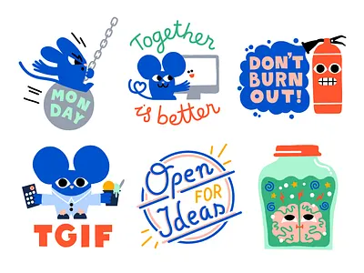More stickers for Atlassian character character design colorful cute flat color flat design flat illustration friendly fun happy icon illustration illustrator leena kisonen lettering monday scandinavian sticker art sticker design tgif