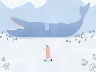 Tokyo Godfathers blue design dolphins girl illustrator movie snow winter