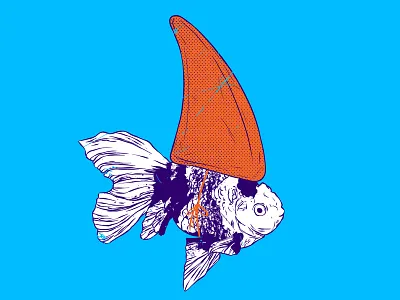 Big fish in a small pond big fish blue boss fish fishing funny humour idea illustration manager pop pop art