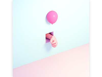 pastel hand holding a balloon 3d art birthday design fashion holiday invitation love mannequin miniature model modern party room stylish