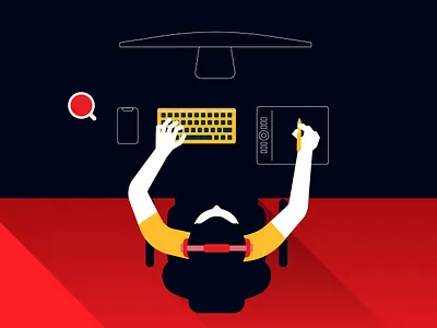 ...to Present design designer desk flat icon illustration vector