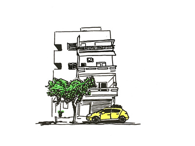 BUILDING. LIFE IN THE CITY art building city city life design draw graphic art graphic artist graphic design graphic studio illustration life line art minimal sketch street street art tel aviv telaviv urban art