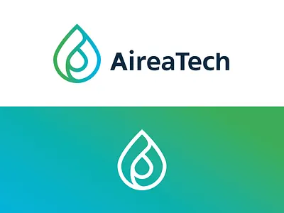 AireaTech Logo branding flat gradient green logo outline tech