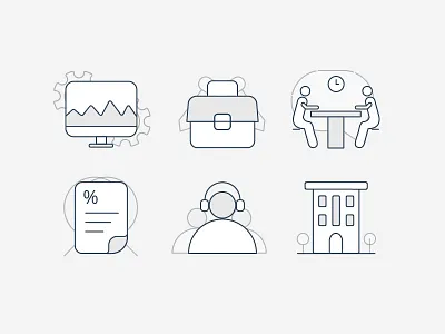 Financial Icons art building icon computer design financial icon illus illustration meeting office onetoone ramya service support tax time ui vector work