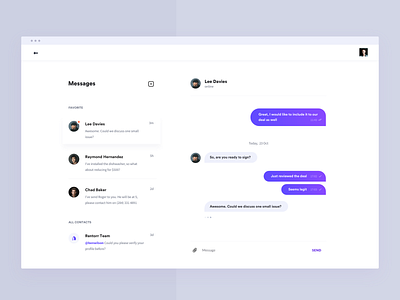 messages app brandnew clean lease list listings message minimal real estate rental send simple tool ui white