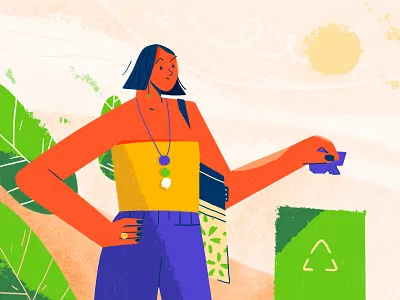 Eco-friendly girl🍃♻️👌 art branding character color colorful cute design earth eco flat friendly girl green illustration planet plant social texture vector woman