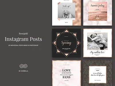 Rosegold - Instagram Posts banners blog blog post blogger kit blogger template clean cooper diary fashion fashion brand feminine glitter gold instagram lifestyle marble marketing minimal minimalist modern