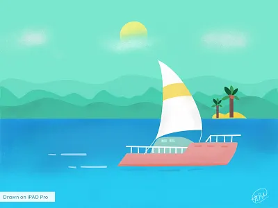 Boat beach boat drawing hand drawn illustration image ipad pro noise pepper salt river
