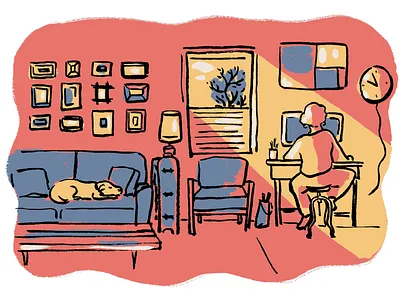 Workspace artist editorial freelance illustration limited palette line art studio