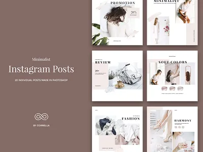 Minimalist - Instagram Posts banner blog blog post blogger kit blogger template brush brush stroke clean clean style diary fashion fashion brand feminine instagram lifestyle marketing minimal modern photoshop pink