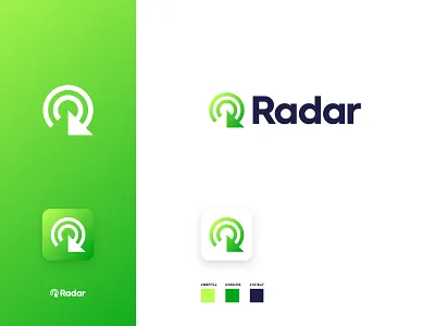Radar arrow branding gradient green identity logo logo design radar refresh