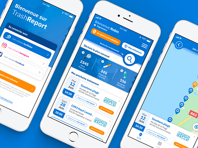 Concept App - Trash Report app app design app apps application button card design ecology graphic interaction interface list login map marker mobile navigation ocean ui pack ux webdesign