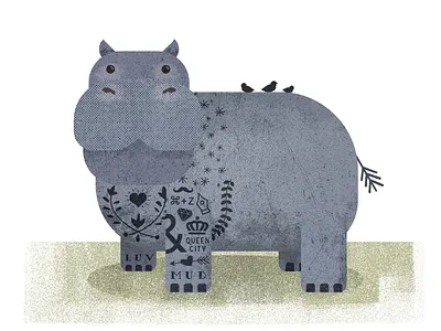 Tattoo Zoo hippo illustration tattoo