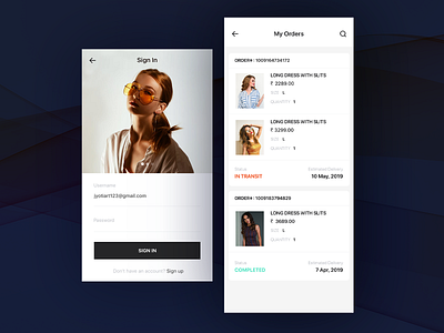 Fashion Sign in & My Orders Page cloth order clothes shop fashion fashion app onlline shopping order shopping shopping app