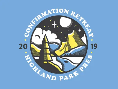 Vintage Tee badge colorado halftone illustration mountains river shirt shirt design sky tree