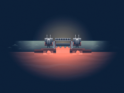 Old Canal Lock — Højer environments illustration landmark sight