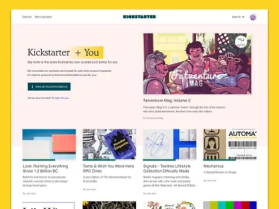 Kickstarter + You landing page results ui