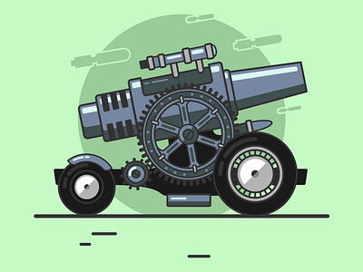 Cannon cannon challenge design fanart febrally flat racing vector