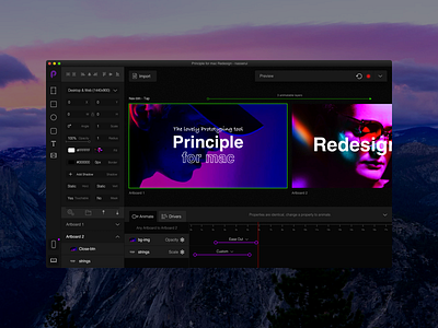 Principle for mac redesign animation app dark design frames principle timeline tool ui ux
