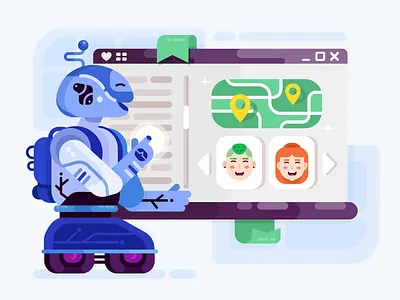 Robotization boy character future girl information innovation robot