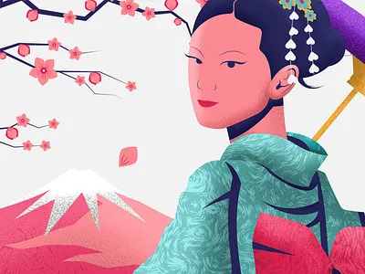 Japanese Woman 2d branding design illustration motion vector