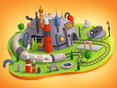 Steamcoaster Map 2d 2d artist app art cartoon color debut design digitalart digitalartist digitalartwork game gameart illustration map pixeren shot steampunk ui ui art