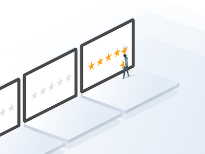 Get More Authentic Reviews - Isometric Concept b2b business character design illustration isometric isometric design laptop reviews stars web design