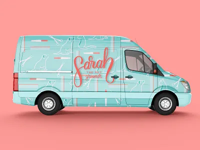 Grooming Van Mock Up branding dog grooming grooming hand lettering hand lettering logo identity lettering logo michigan mobile grooming van mockup typography vector