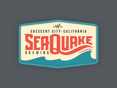 SeaQuake Brewing Patch Concept apparel badge beer brewery california design ocean outdoors patch summer vector waves