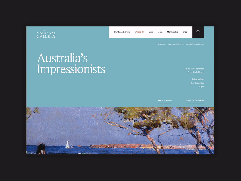 National Gallery - Exhibition art art gallery art website australia concept design digital gallery gallery website history impressionism london redesign ui ux website