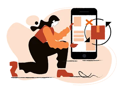 Auto-cancellation-of-orders app design app illustration auto cancellation cancellation girl character girl illustration mobile orders