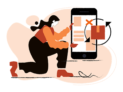 Auto-cancellation-of-orders app design app illustration auto cancellation cancellation girl character girl illustration mobile orders