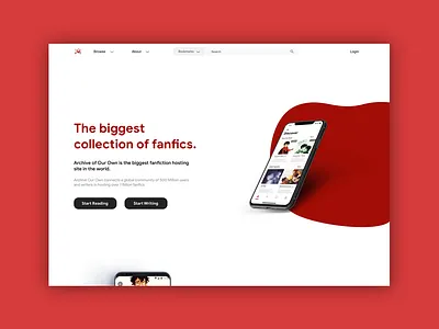 Archive Of Our Own Landing Page app design design ui ui design ux ui ux ui design