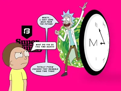 Rick Crashes Dribbble Hang Time! cartoon comic design dribbble hang time illustration rick and morty